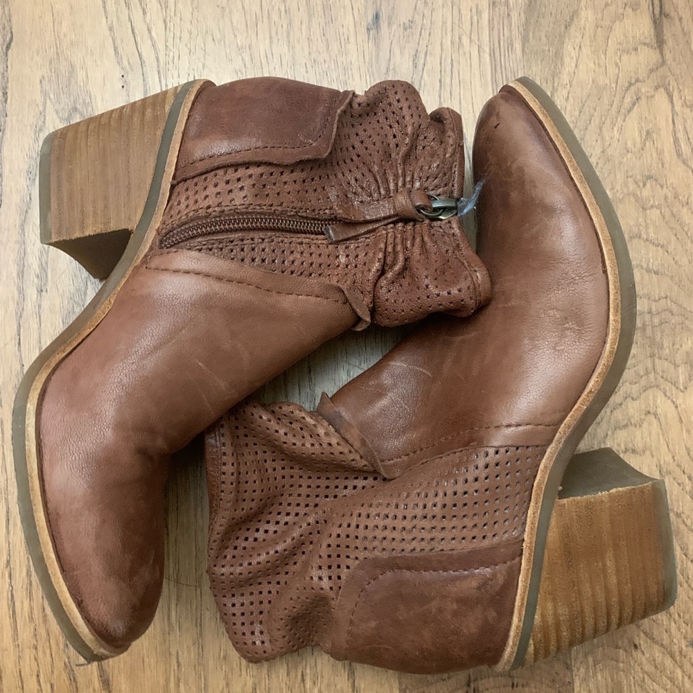 Brown leather boots